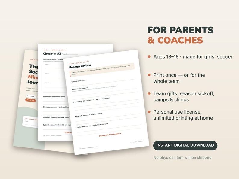 Geschenke für Fußballmädchen, Fußball-Tagebuch zum Ausdrucken, Geschenk für jugendliche Fußballspielerinnen | Tagebuch für Denkweise & Ziele, Spieltagsseiten Bild 6