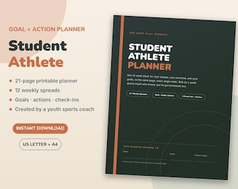 Druckbarer Planer für Schülerathleten, Geschenkidee für sportbegeisterte Teenager-Mütter, Wochenplaner für Schule und Sport | 12-Wochen-Ziele, undatiert