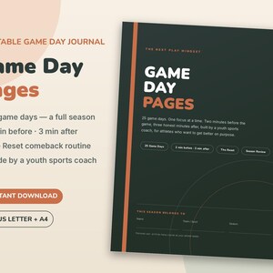 Team Gift Bag Filler, Game Day Journal Pages for Teen Athletes Printable, Small Gift from Coach | Pre Game Focus, Post Game Notes image 1
