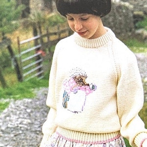 Knitting Pattern Children & Adult, Mrs. Tiggy Winkle Sweater Jumper Digital Instant download.