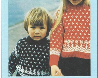 Norway Scandinavian, Norwegian  Knit Sweater and Hat, Digital Knitting  Instant download.