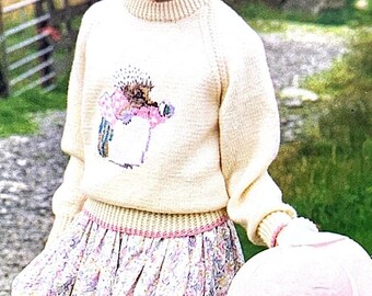 Knitting Pattern Children Tiggy Winkle, Peter Rabbit Sweater Jumper Digital Instant download.