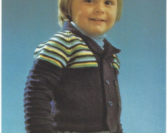 Knitting Pattern Children, Girls and Boys Double Breasted Sweater Jacket Jumper Digital Instant download.