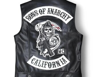 Son of Anarchy Jax Teller Weste Cosplay Charlie Redwood Leder Bikerweste für Herren