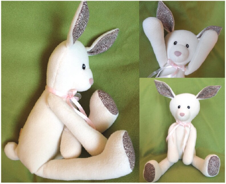 Floppy Animal pdf pattern stuffed doll-Bear-Dog-Cat-Rabbit image 3