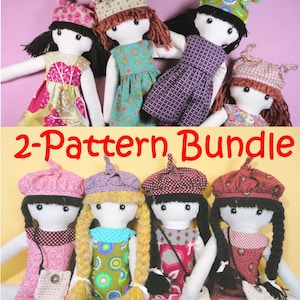 2 pattern bundle - Cloth doll rag doll pdf patterns - JENNY & LISA