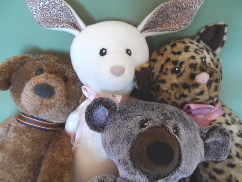 Floppy Animal pdf pattern stuffed doll-Bear-Dog-Cat-Rabbit image 1