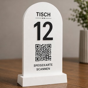 Personligt bordsnummer med QR-kod | Bordtält för restaurang/café | 3D-utskriven QR-meny | Bordskylt för restaurang
