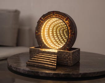 Infinity Portal Lamp, Infinity Mirror Light, Sci Fi Desk Lamp, LED Illusion Light, Fantasy Room Decor, Gamer Gift, Ambient Night Lamp