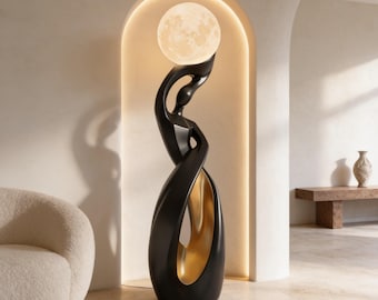 Lampada scultorea, lampada a figura umana, lampada da terra a globo, lampada da terra, lampada da terra moderna, lampada artistica unica, illuminazione di design, illuminazione da terra