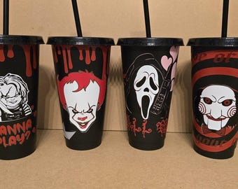 Copo térmico de Halloween com glitter: 710ml (4 modelos)