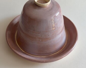 Handmade ceramic butter dome in delicate shade of pink