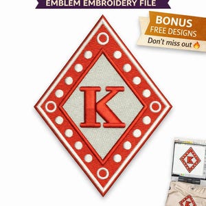 K Diamond Embroidery Design | Monogram Embroidery File | Multiple Formats DST PES JEF | Hat & Cap Embroidery | Instant Download