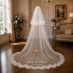 The veil, train, and finishing pieces