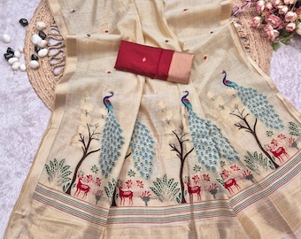 Kanchipuram Soft Silk Mark Certified South Indian Zari Weaving Work Designer Saree.