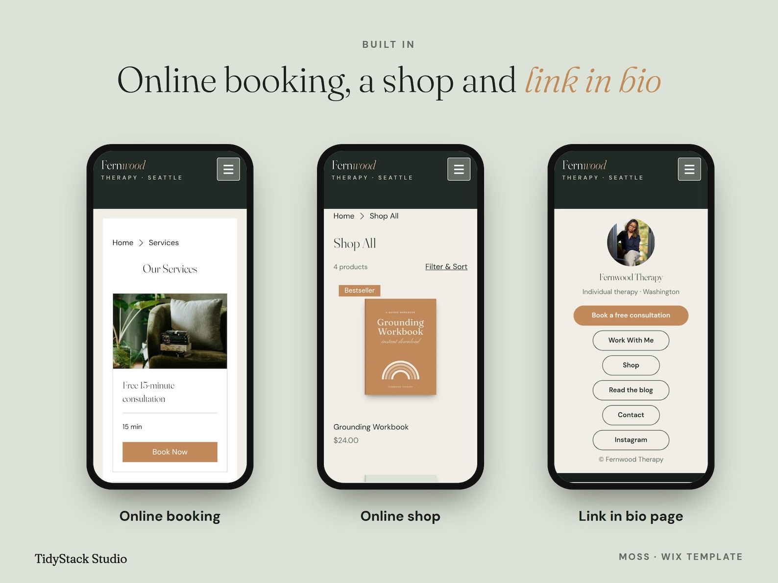 Wix Website Template for Therapists, Moody Dark Green Cozy Design - Etsy