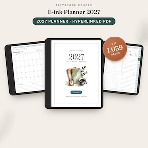 E-ink Planner 2027, reMarkable Kindle Scribe Supernote Boox Kobo, Hyperlinked PDF
