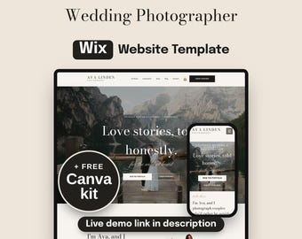 Wix Website Template for Wedding Photographers, Elegant Editorial Portfolio
