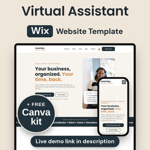 Wix Website Template for Virtual Assistants, Warm Neutral Organized Design