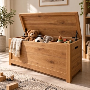 Storage Chest Plans PDF, DIY Blanket and Toy Box, Oak, Soft-Close Lid, Digital Download