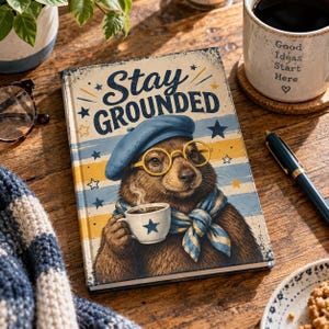 Stay Grounded Journal, Rolig Groundhog-present, Vintage-inspirerad anteckningsbok, Positiv påminnelsepresent