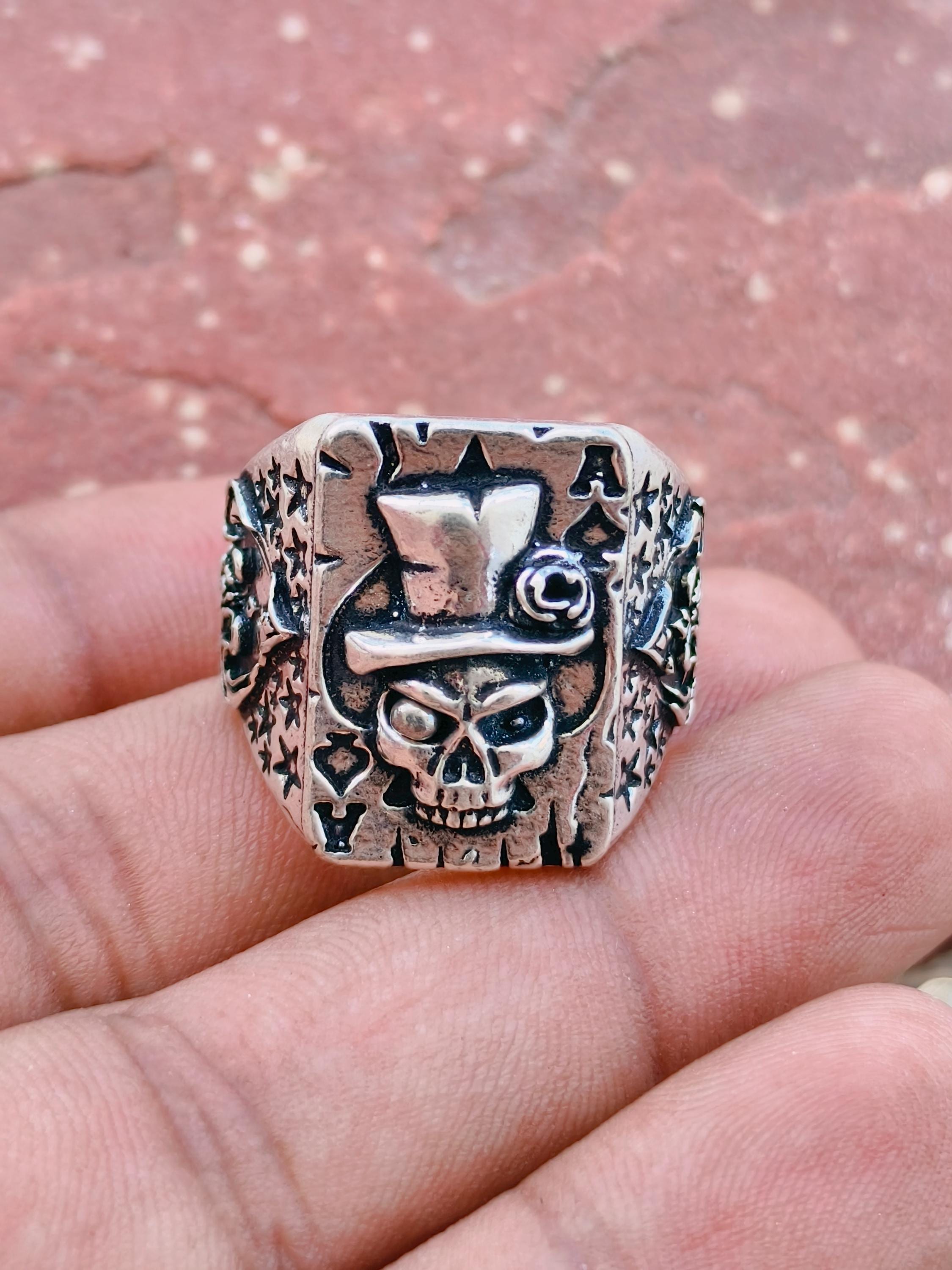 Ace of Spades Skull Ring - Etsy