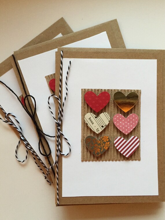 Items similar to Set of 3 heart blank cards on Etsy