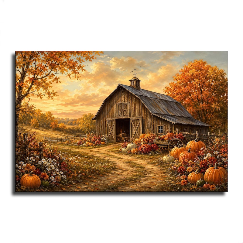 Rustic Farm Fall Rustic Barn Fall Wall Art - Etsy