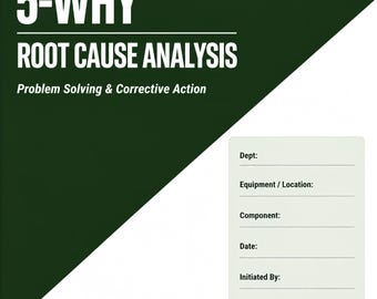 Vorlage für die 5-Why-Methode | Arbeitsblatt zur Ursachenanalyse | Druckbare PDF-Datei für Manager und Teams