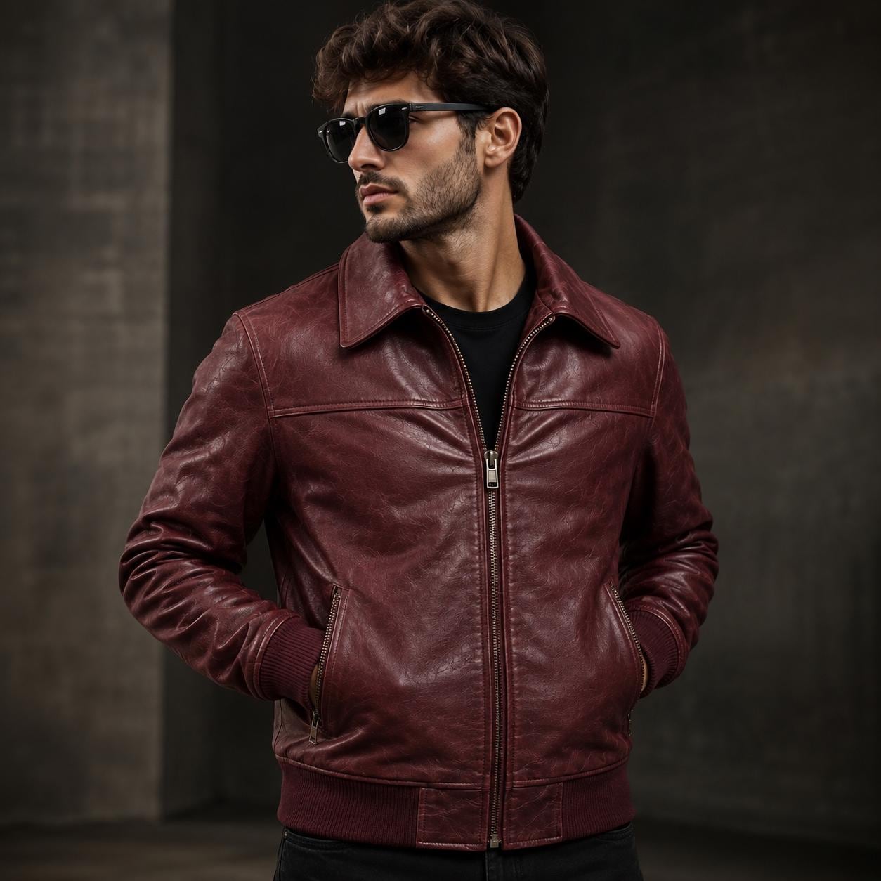 Vintage Leather Jacket Burgundy - Etsy
