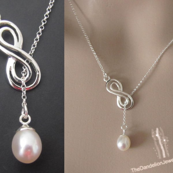 Double Infinity Necklace, Sterling Silver, Bridesmaid Gift, Bridesmaid Necklace, Wedding Jewelry, Wedding Necklace, message card