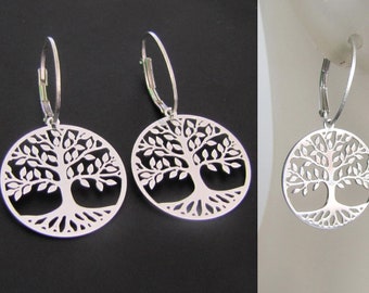 Tree Hoop Earrings, Sterling Silver Earrings, Tree Jewelry, Gifts for her, Minimalist Earrings