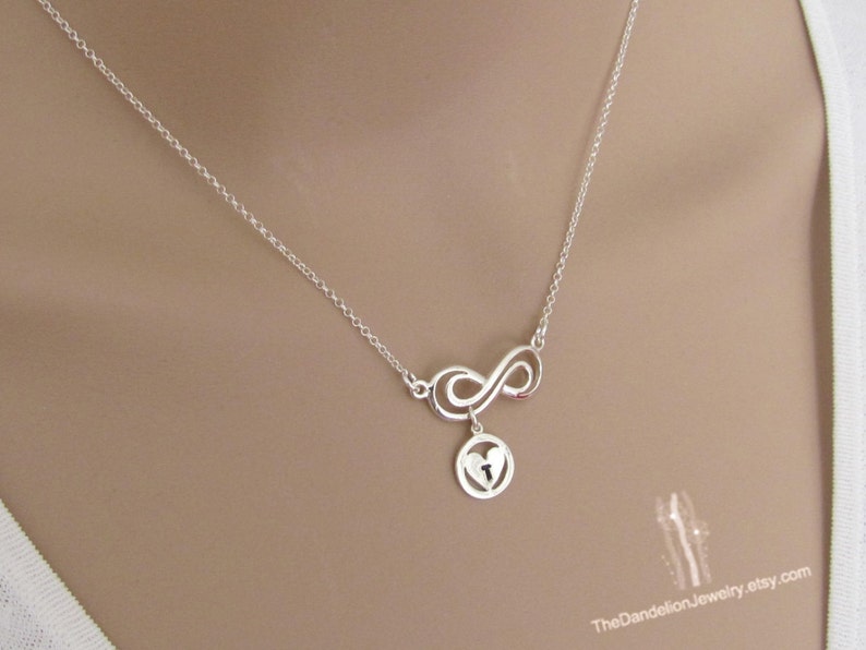 Gift Sterling Silver Necklace Initial Necklace Jewelry Personalized Infinity Necklace