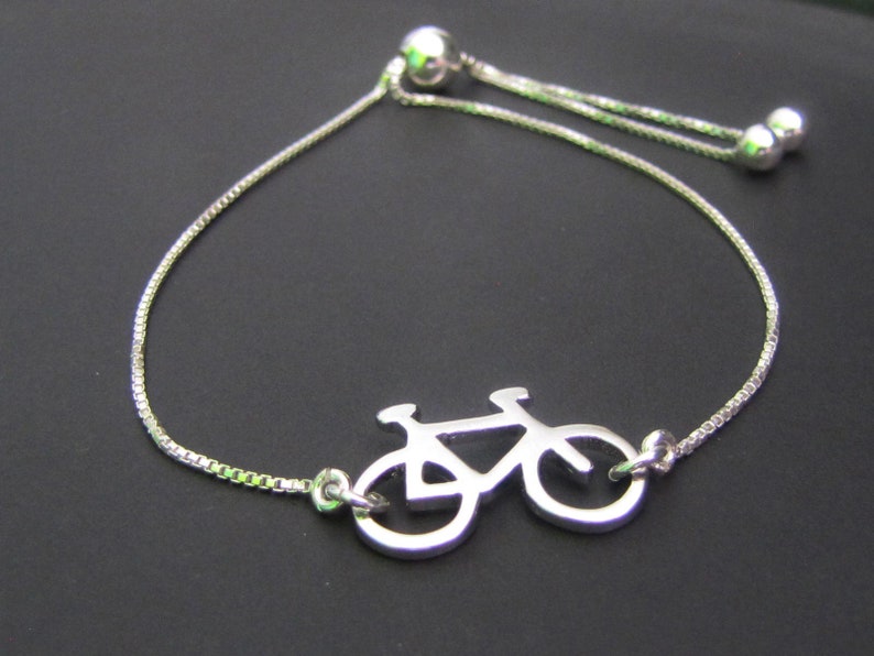 Jewelry Sterling Silver Bracelet Bicycle Bracelet Adjustable Bracelet Gift for Her