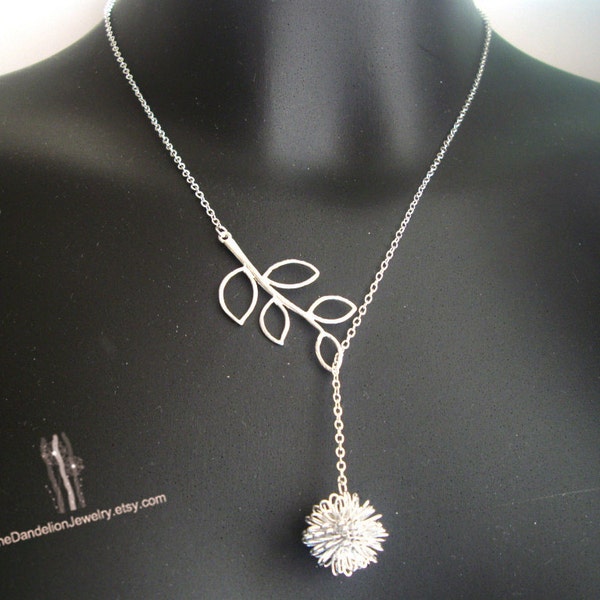 Dandelion Necklace, Branch Necklace, Lariat Necklace, Pendants, Charm Necklaces, Jewelry, Gift