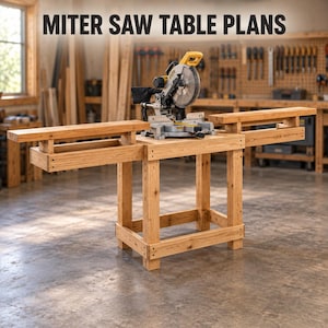 Miter Saw Table Plans PDF, Mobile Miter Saw Station Plans, DIY Workbench Plans, Table Saw Bench, Woodworking Build Plan