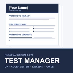 Test Manager CV, Cover Letter, LinkedIn Guide (Financial Systems UAT)