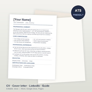 Test Manager CV, Cover Letter, LinkedIn Guide (Financial Systems UAT)