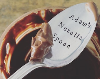 Hand Stamped "MY Nutella Spoon" Spoon, Vintage Stamped spoon for the Nutella lover