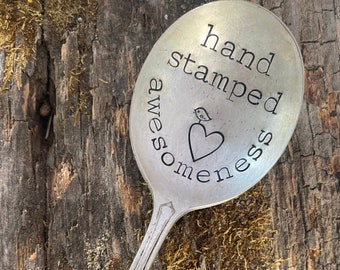 Custom Hand Stamped Silverware, Your words on Vintage Stamped spoons / hand stamped spoon