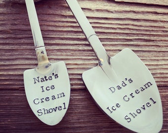 Hand Stamped mini “Ice Cream Shovel" personalized ice cream spoon