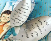 I 39 ll Love you Forever, Like you for Always Hand Stamped Spoon, Vintage spoon