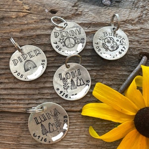 Hand Stamped Dog tags made from vintage spoons, dog tag, dog collar tag, id tag for dogs image 3