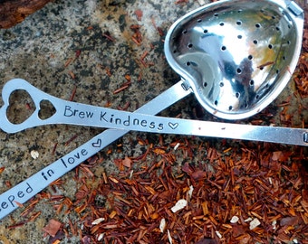 Hand Stamped Tea Infuser, Personalized Stainless Steel Steeper