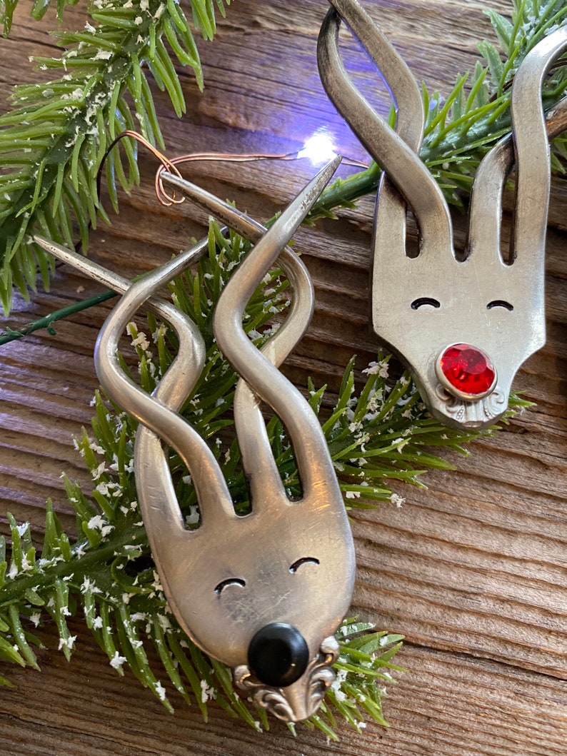 Fork reindeer ornament / up cycled Fork Christmas Ornament / Hand Stamped Ornament / Christmas Ornament / Christmas tree ornament image 5