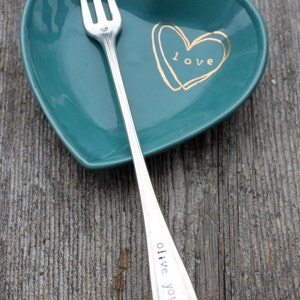 Hand Stamped Olive YOU fork image 2