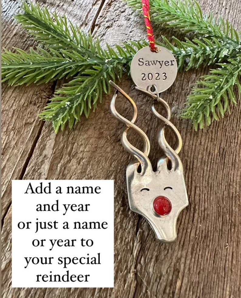 Fork reindeer ornament / up cycled Fork Christmas Ornament / Hand Stamped Ornament / Christmas Ornament / Christmas tree ornament image 10