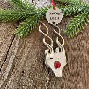 Fork reindeer ornament / up cycled Fork Christmas Ornament / Hand Stamped Ornament / Christmas Ornament / Christmas tree ornament image 9