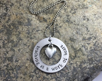 Teacher Hand Stamped Necklace- great teacher gift