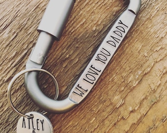 Hand Stamped Aluminum Carabiner, Personalized Carabiner